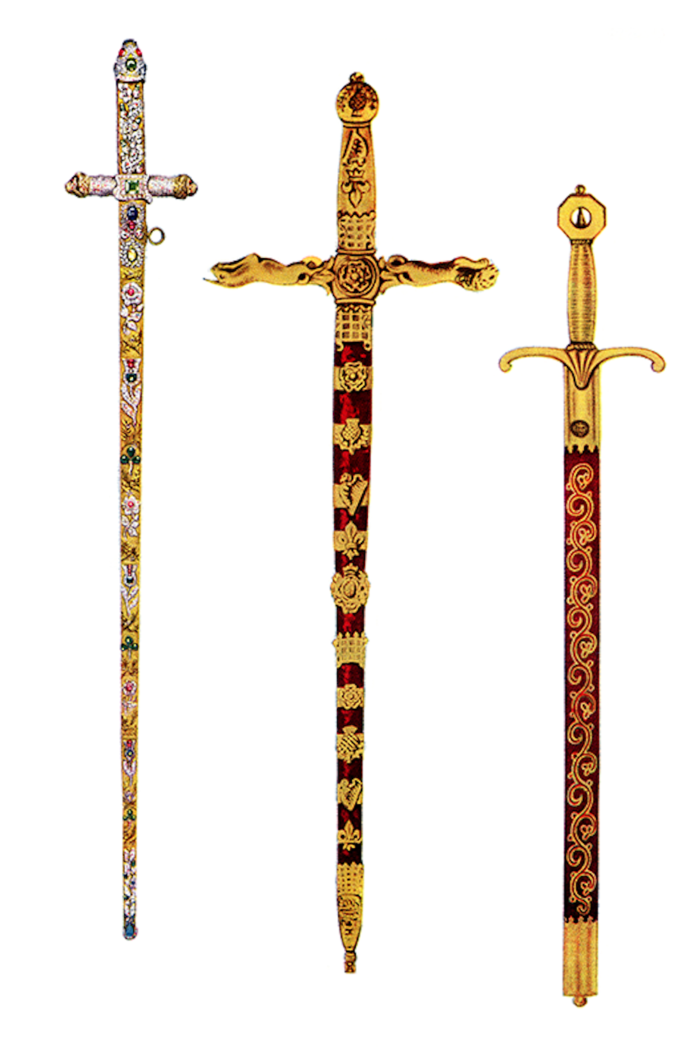 British Crown Jewels: Coronation Swords. Photo Credit: © Public Domain via Wikimedia Commons.