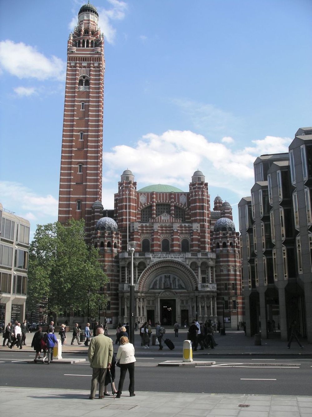 Front of Westminster Cathedral in London. Photo Credit: © Public Domain via Wikimedia Commons.