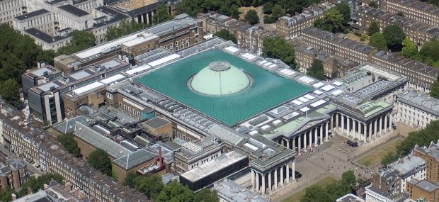 Aerial view of the British Museum. Photo Credit: © Luke Massey & the Greater London National Park City Initiative via Wikimedia Commons.