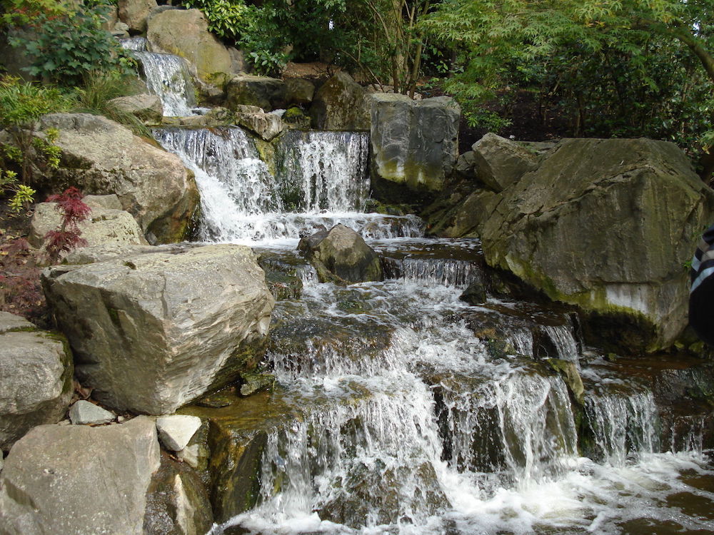 Waterfall within the Kyoto Gardens at Holland Park in London.  Photo Credit: © Aziz1005 via Wikimedia Commons.